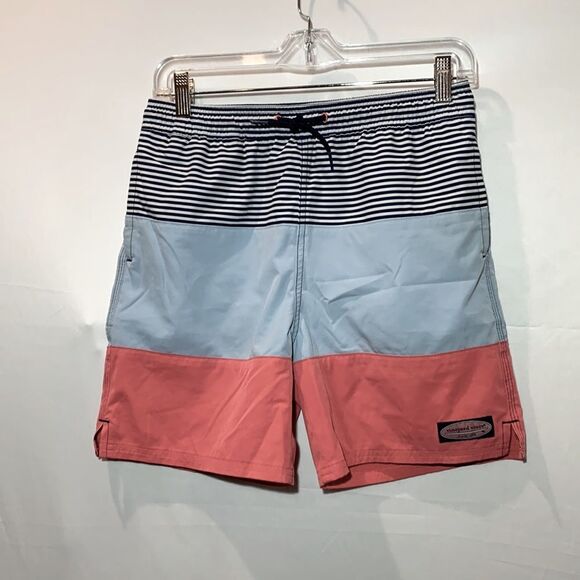 VINEYARD Vines color block swim trunks pockets elastic waist drawstring boys M - Picture 12 of 12